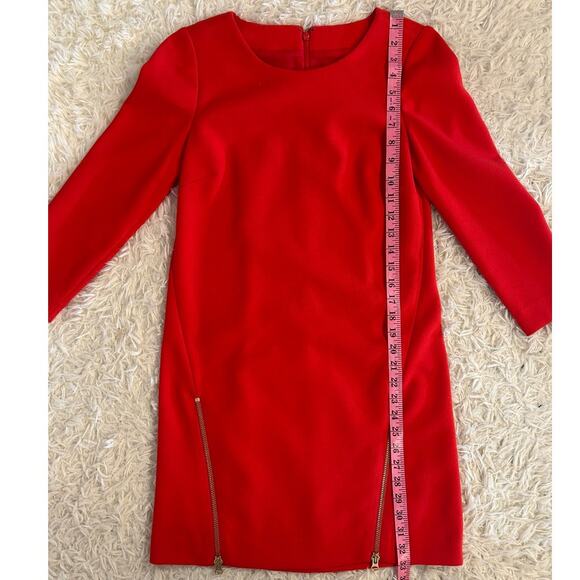 J Crew Women's Sz 00 Red Orange Lined Zipper Accent Shift Dress #0263 - Picture 10 of 13